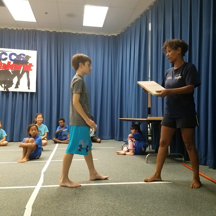 Board breaking setup with instructor