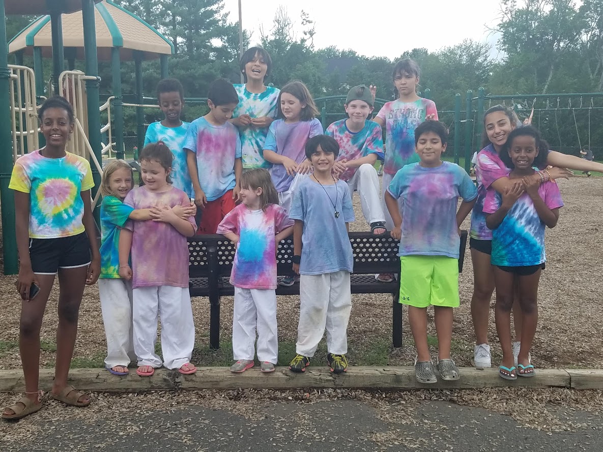 Tie-dye day smiling group